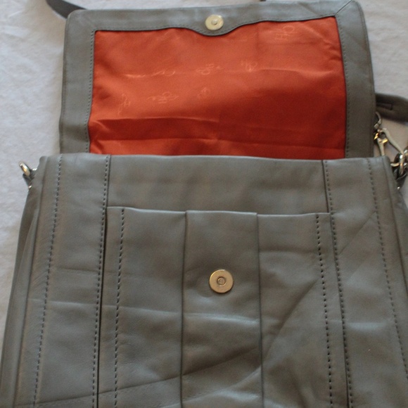 Grey Leather Cole Hahn Leather Messenger/Satchel Bag - Picture 3 of 6